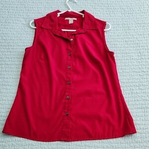 Banana Republic Sleeveless Red Button-Down Shirt S